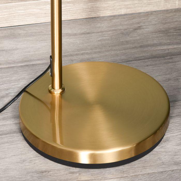 Produktbild Swisshandel24 Stehlampe Stehleuchte E27 Sockel für Wohnzimmer Schlafzimmer Büro Metall Stahl Leinen Gold+Weiss 47x (E27)