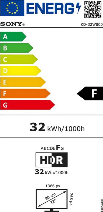 Energie-Label Sony KD-32W800 (32", W800, LCD, HD ready, 2023)
