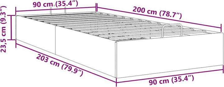 Produktbild VidaXL Ottoman-Bett ohne Matratze Dunkelgrau 90x200 cm Samt (90 x 200 cm)