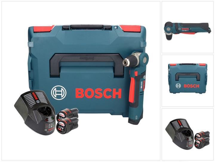 Produktbild Bosch Professional Bosch GWB 12V-10 Akku Winkelbohrmaschine 12V 11Nm + 2x Akku 3,0Ah + Ladegerät + L-Boxx (Akkubetrieb)