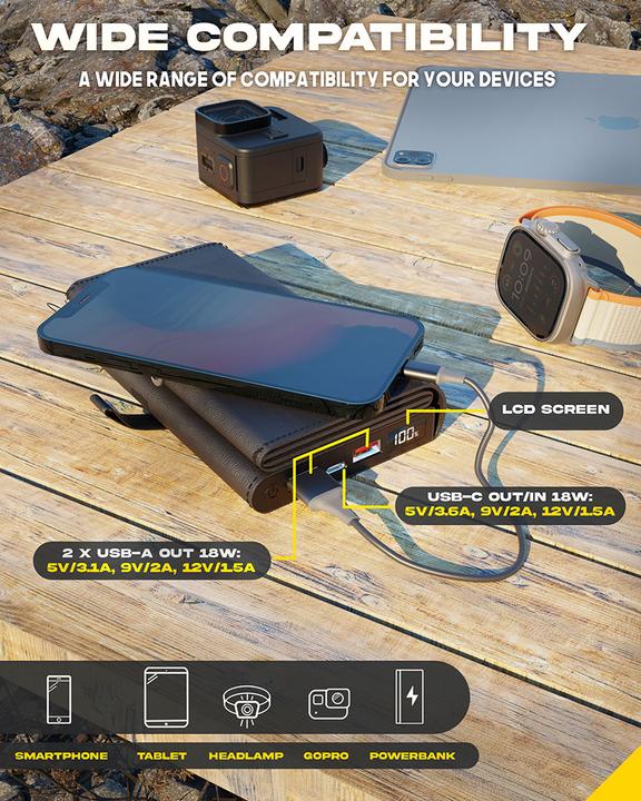 Image du produit Sunslice Batterie solaire portable 8W "Electron" (10000 mAh, 8 W)