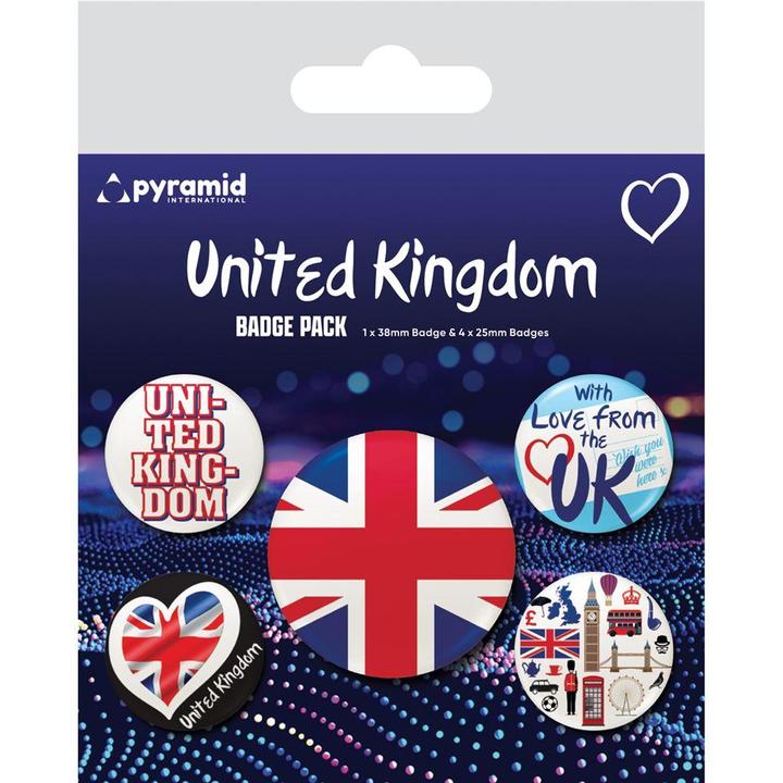 Immagine prodotto Pyramid Bandiera del Regno Unito Set di Badge Misura Confezione 5