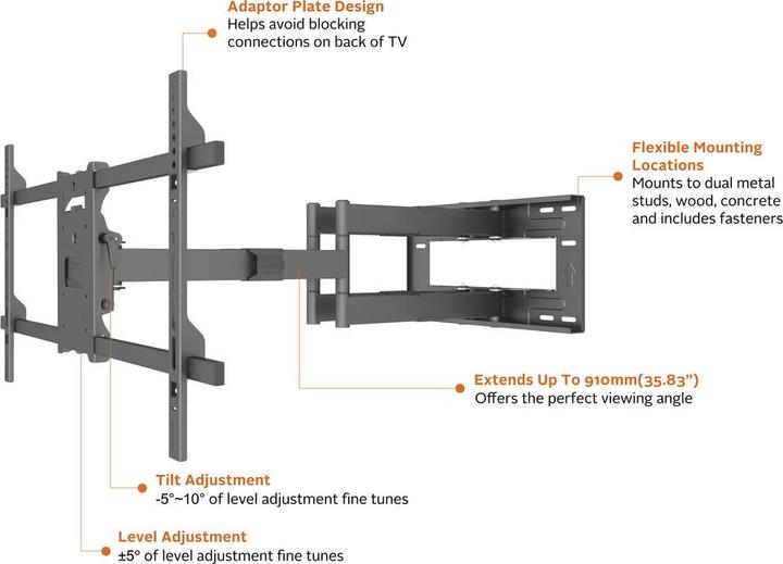 Produktbild Multibrackets Wandhalter 42"-90", schwarz, Metall, max 60 kg