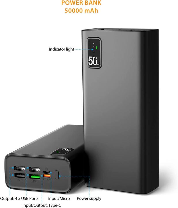 Actual product image Toospon Portable Charger (50000 mAh, 22.50 W)
