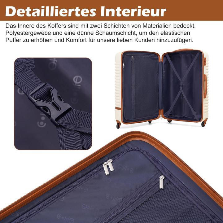 Produktbild Coolife 3-teiliges Reisegepäck-Set (93 l, Handgepäck (bis 50l), L (90 - 115l))
