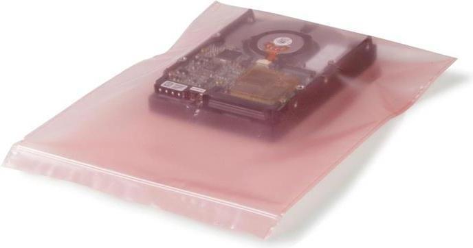 Produktbild Transpak Druckverschlussbeutel antistatisch Masse 200x250mm Stärke 100µ rosa aminfreies LDPE (100 Stück)