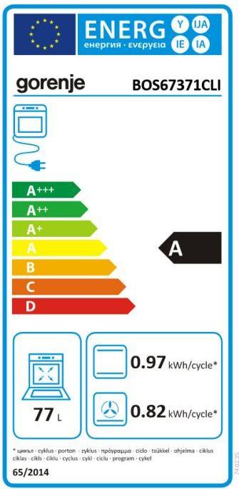 Energie-Label Gorenje BRENNEN BOS67371CLI