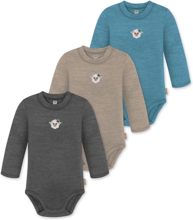 Normani 3er Pack Baby Merino Langarmbody „Tuai" - 9403