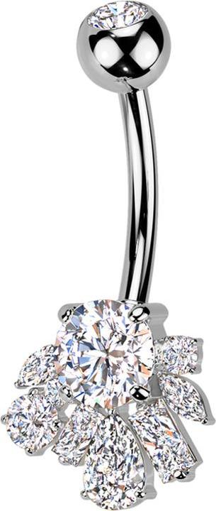 Immagine prodotto Star Piercing Banane silber mit Kugel Kristall silber und verschiedene Formen Kristalle silber (Ottone, Titanio G23)
