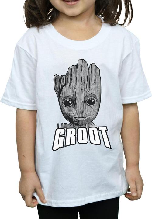 Actual product image Girls Guardians Of The Galaxy Groot Face Cotton T-Shirt (116)