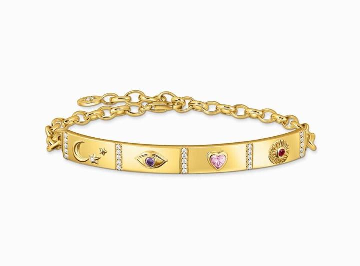 Produktbild Thomas Sabo Armband mit kosmischen Symbolen und bunten Steinen vergoldet (19 cm, Silber)