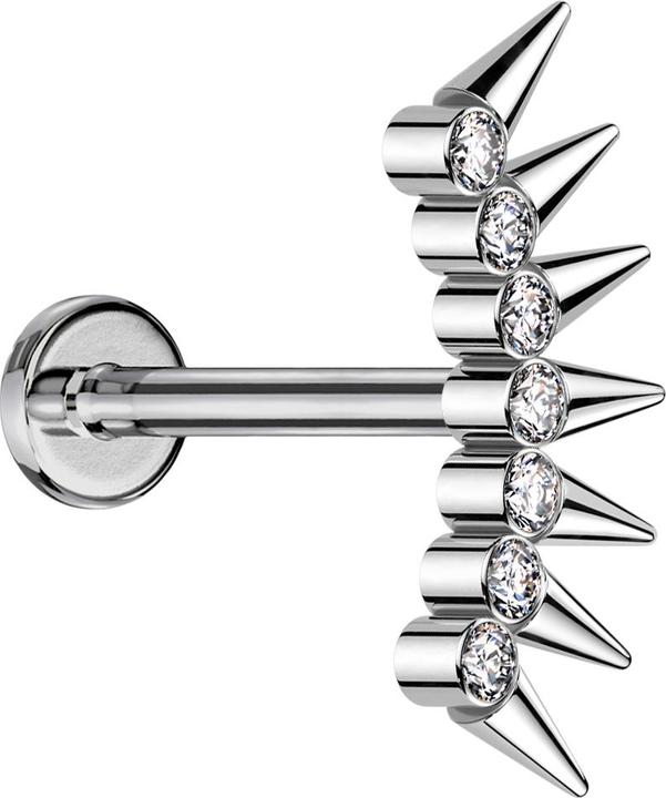 Produktbild Star Piercing Micro Labret Innengewinde silber sieben Kristalle silber mit Cones (ohne Messing, Titan G23)