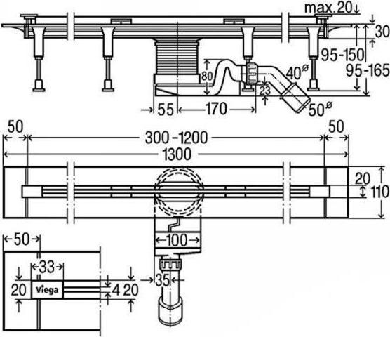Produktbild Viega SHOWER CHANNEL BASIC UNIT 686277 (1332 mm)