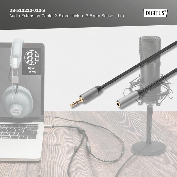 Actual product image Digitus Audio extension cable, 3.5 mm jack to 3.5 mm jack (1 m)