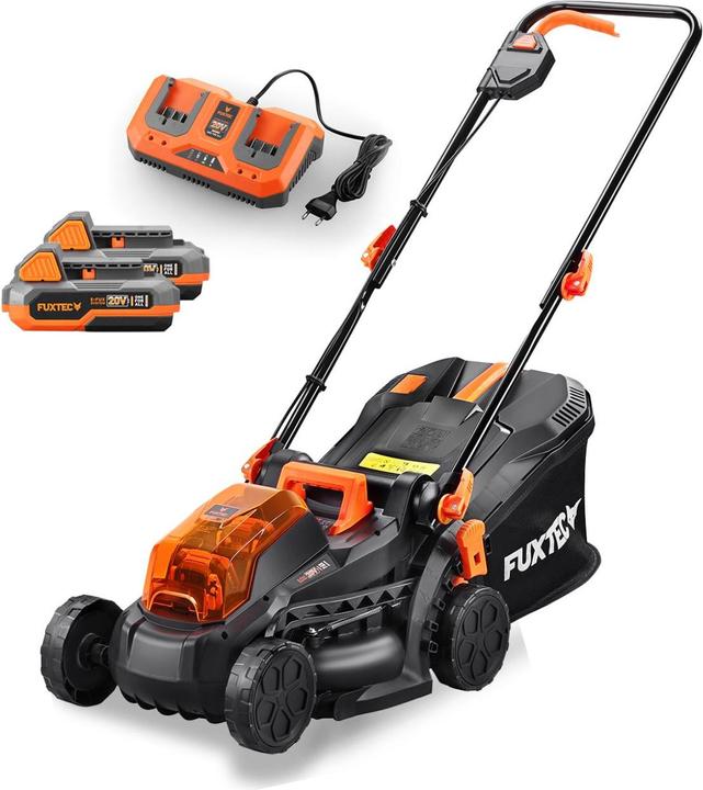 Fuxtec Tosaerba a batteria da 40V FX-E1RM20 SET con 2 batterie da 2Ah, caricatore doppio da 2,4A (Batteria ricaricabile)