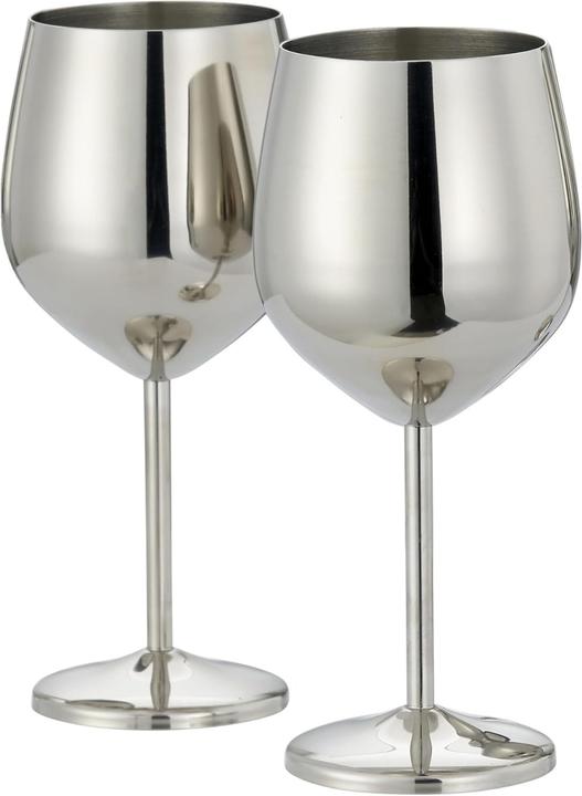 Image du produit Oak & Steel Acier inoxydable Verres à vin Argent Lot de 2 (50 cl, 2 Verres, Set de verres à vin)