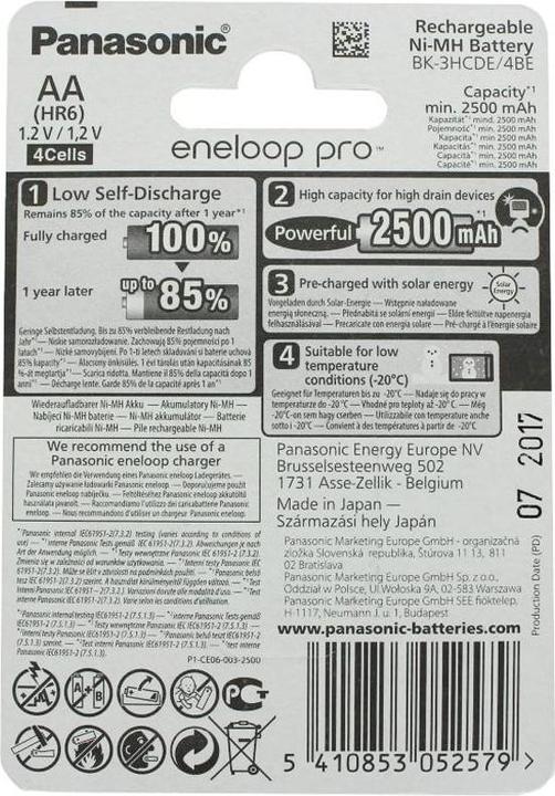 Immagine prodotto Panasonic Batteria XX Technology HR-3UWX min. 2500mAh e box batteria di (4 pz., AA, 2500 mAh)