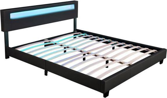 Immagine prodotto Juskys Letto imbottito a LED Parigi (160 x 200 cm)