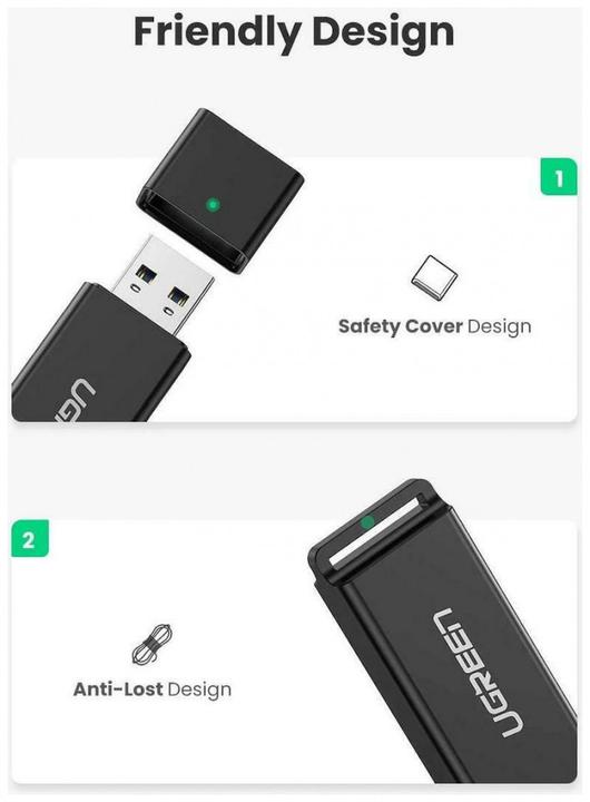 Image du produit Ugreen CM104 Lecteur de cartes mémoire SD/microSD USB 3.0 (noir) (USB 3.0)
