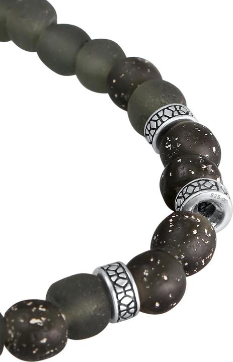 Produktbild Kuzzoi Halskette Recycelte Glas Olive Perlen Beads 925 Silber (Glas, 925er Sterling Silber, Edelstahl, Keine Schmuckstein)