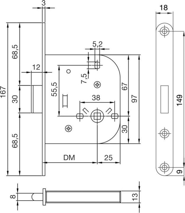 Actual product image MSL Mortise bolt 1503 (Mortise lock)
