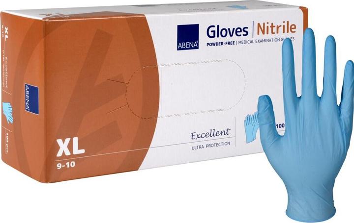 Actual product image Abena Examination gloves, Accelerator-free, Excellent, XL, blue, nitrile, powder free (XL)