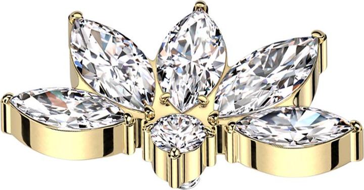 Immagine prodotto Star Piercing Dermal Anchor mezzo fiore di loto placcato oro cristalli argento (Titanio G23)