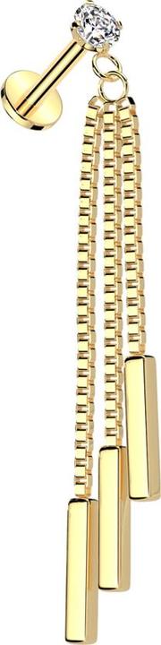 Immagine prodotto Star Piercing Micro labret filettato internamente cristallo placcato oro argento incastonato catena pendente tre (Acciaio chirurgico 316L)