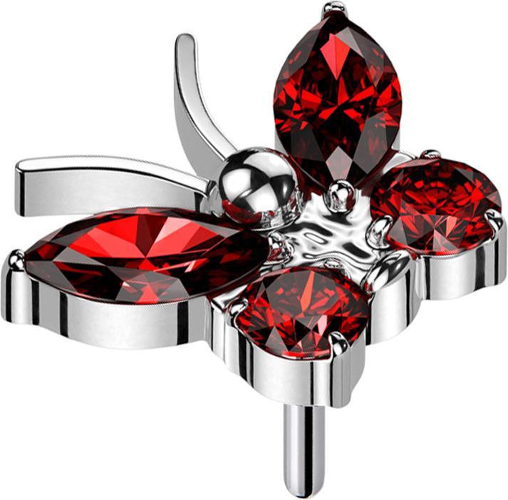 Immagine prodotto Star Piercing Threadless Farfalla Argento Cristalli Rosso (Titanio G23, senza ottone)