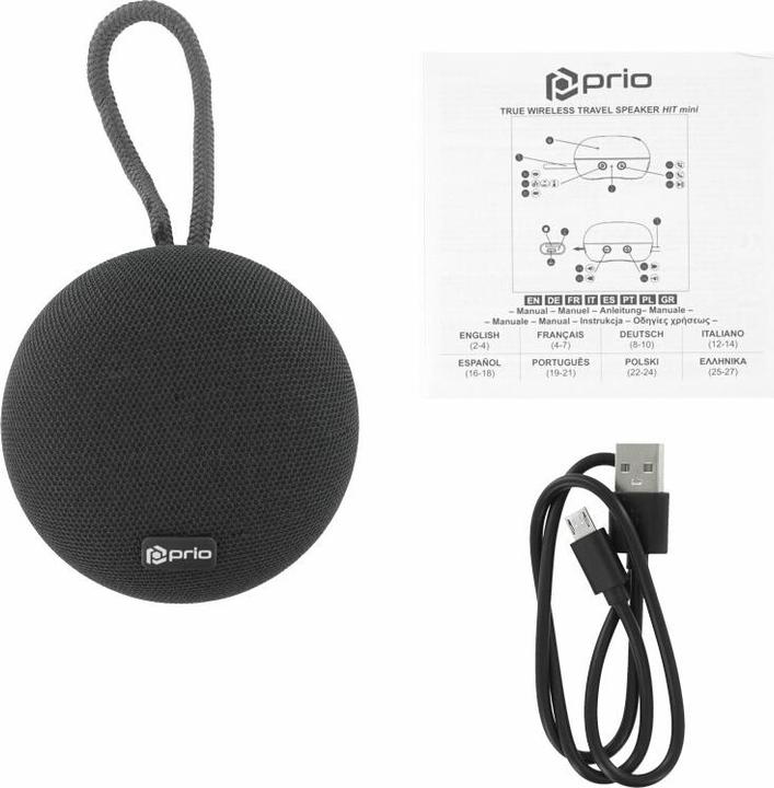 Produktbild prio 3W True Wireless Travel Lautsprecher HIT mini grau (4 h, Akkubetrieb)