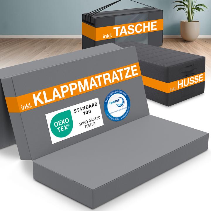 Immagine prodotto Bestschlaf Materasso pieghevole con copertura e borsa per il trasporto (120 x 195 cm, Nucleo di schiuma)