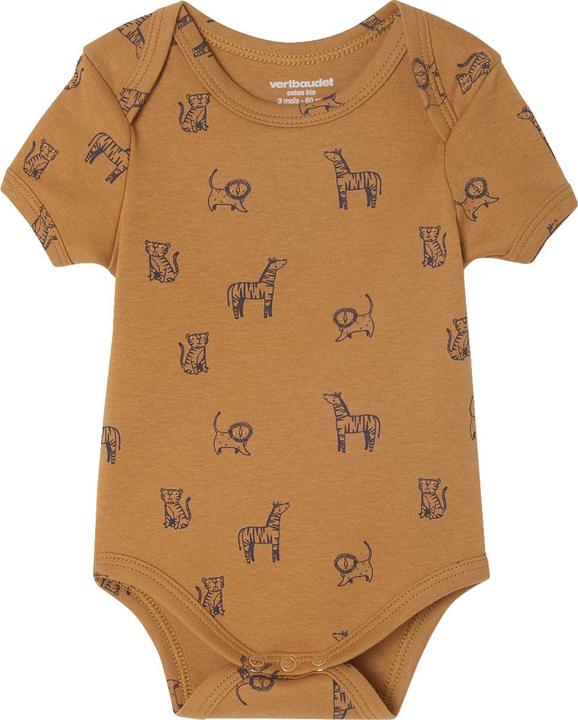 Produktbild Vertbaudet Bio-Kollektion: 3er-Pack Baby Bodys mit kurzen Ärmeln, Safari-Motive (92)