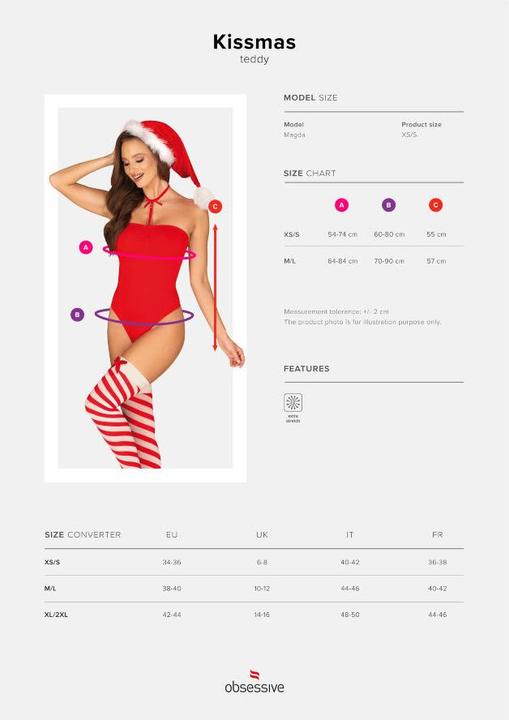 Actual product image Obsessive Kissmas Sexy Christmas Costume - Red (S/M)