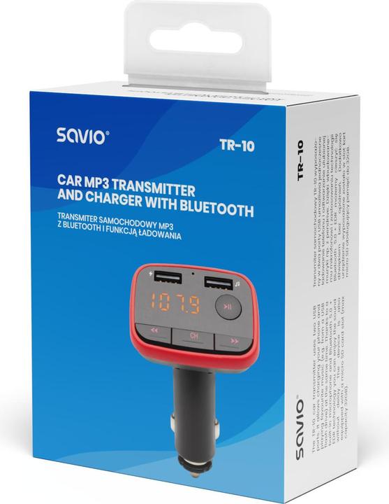 Produktbild Savio Bluetooth-FM-Transmitter TR-10 FM 87 6 - 107 9 MHz Schwarz