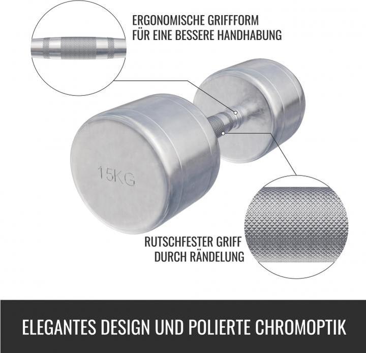 Image du produit Gorilla Sports Haltères courts en chrome (2 x 15 kg)