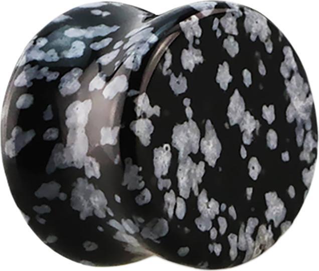 Star Piercing Flared Plug aus Schneeflocken Obsidian (Mineralisch, ohne Messing)