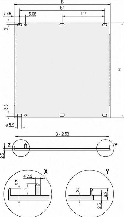 Actual product image Schroff Front panels, U-profile, shieldable - PARTIAL FRONT PANEL 3HE 5TE