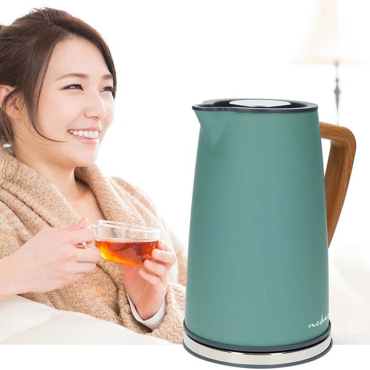 Produktbild Nedis Wasserkocher | 1.7 l | Soft-Touch | Grün | Um 360 Grad drehbar | Verdecktes Heizelement | Stri (1.70 l)