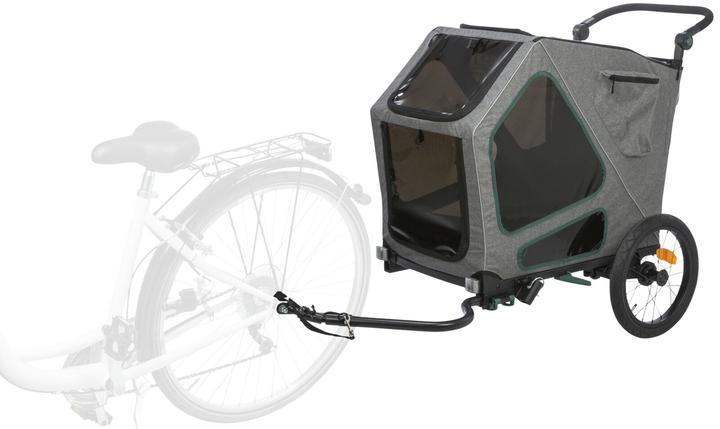 Produktbild Trixie Fahrrad-Anhänger M, 71×95×85/138 cm, Grau/Salbei (Hund, Reflektoren, Abschliessbar)