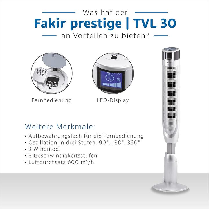 Actual product image Fakir TVL 30 tower fan silver