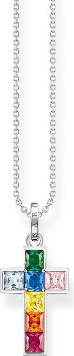 Produktbild Thomas Sabo Kette Kreuz bunte Steine silber (925er Silber, 40 - 45 cm)