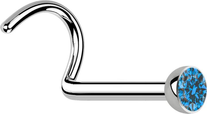 Image du produit Star Piercing Clous de nez courbes argentés avec cristal bleu clair (Acier chirurgical 316L, sans laiton)