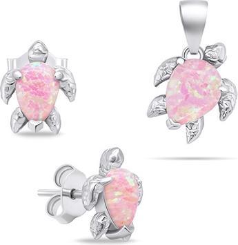 Produktbild Brilio Playful Silver Jewelry Set with Opals Turtle SET235WP (Earrings, Pendant)