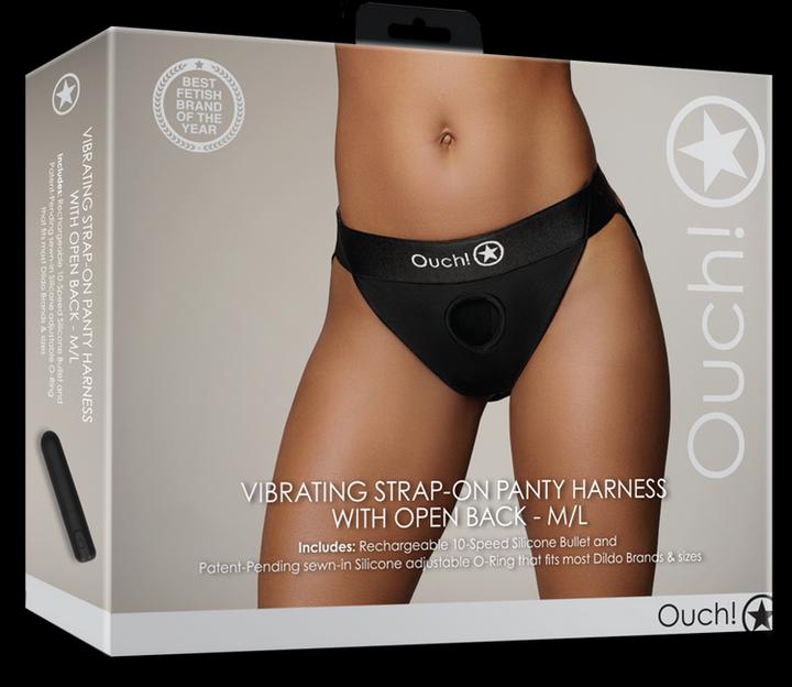 Image du produit Ouch! Vibrating Strap-on Panty Harness - Open Back - M/L