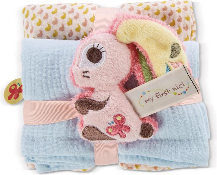 Actual product image NICI Griffin bunny Hopsali with set of 2 muslin cloths (60 cm, 6 cm)
