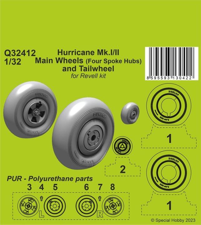 Immagine prodotto CMK Ruote principali Hurricane Mk.I/II (mozzi a quattro razze) e ruota di coda 1/32