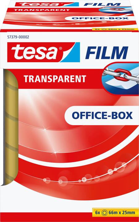 Actual product image tesa 6x tesafilm TRANSPARENT - with strong adhesion - non-ageing and tear-resistant (25 mm)