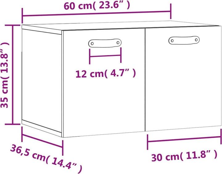 Produktbild VidaXL Wandschrank Grau Sonoma 60x36,5x35 cm Holzwerkstoff (60 x 36,5 x 35 cm)