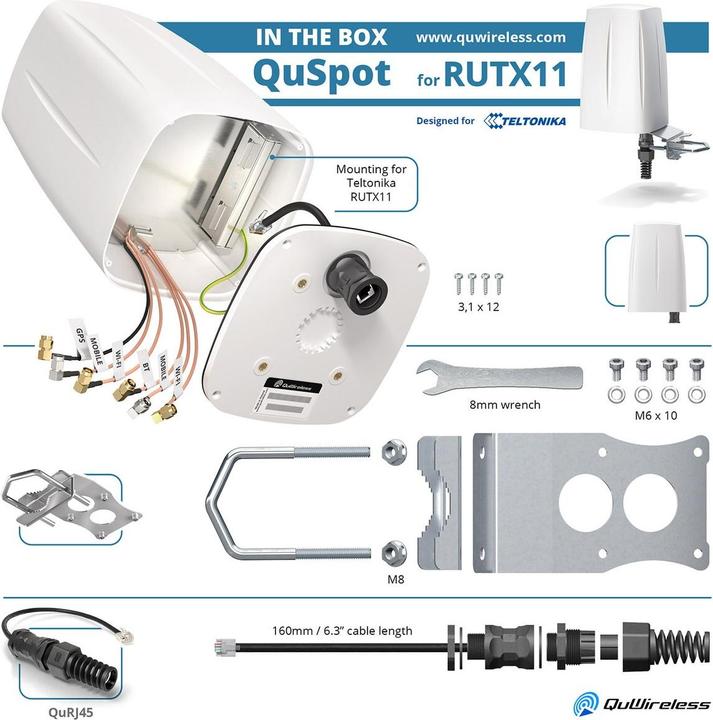 Actual product image Teltonika LTE Antenna QuSpot AX11S Outdoor Housing for RUTX11 (2G)