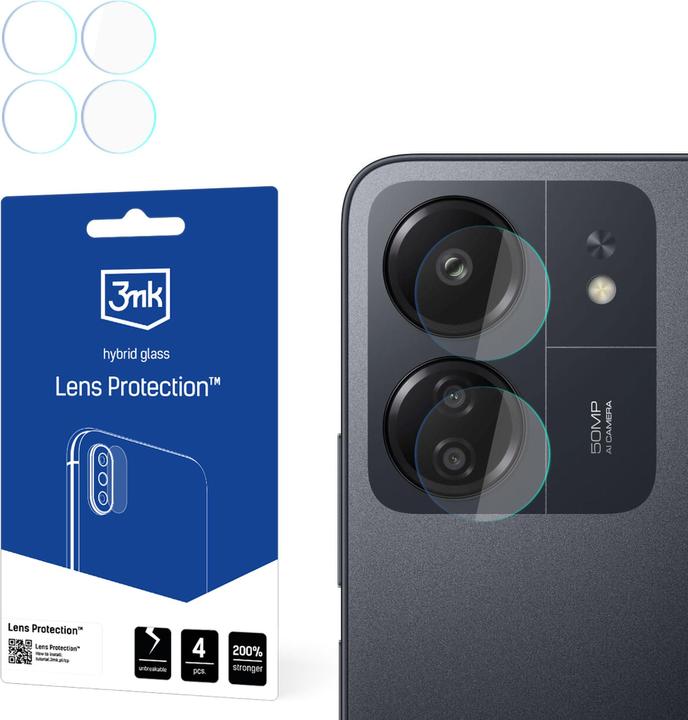 Actual product image 3MK hybrid glass Lens Protection for camera for Redmi 13C (1 Piece, Xiaomi Poco C65, Xiaomi Redmi Note 13 4G)